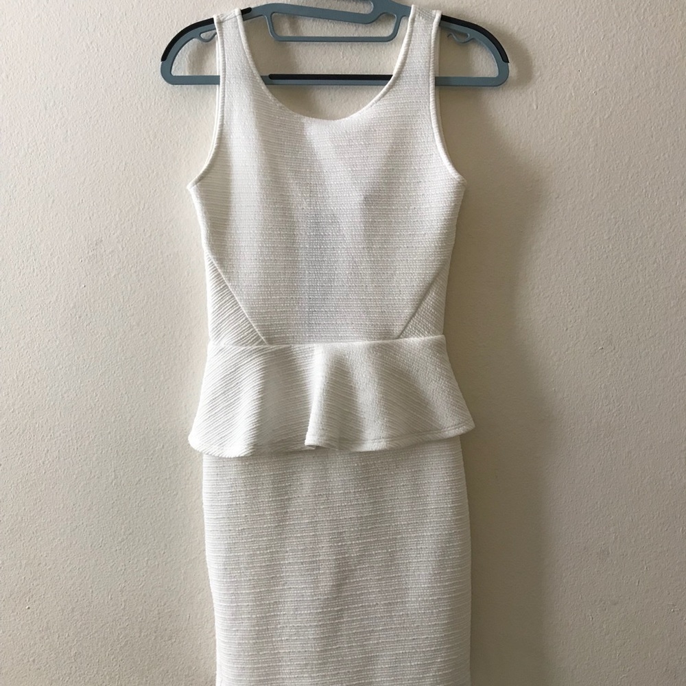 White Peplum Body Con Dress